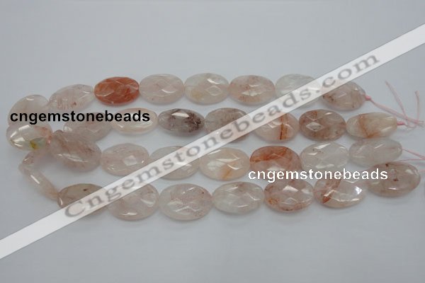 CPQ85 15.5 inches 18*25mm faceted oval natural pink quartz beads