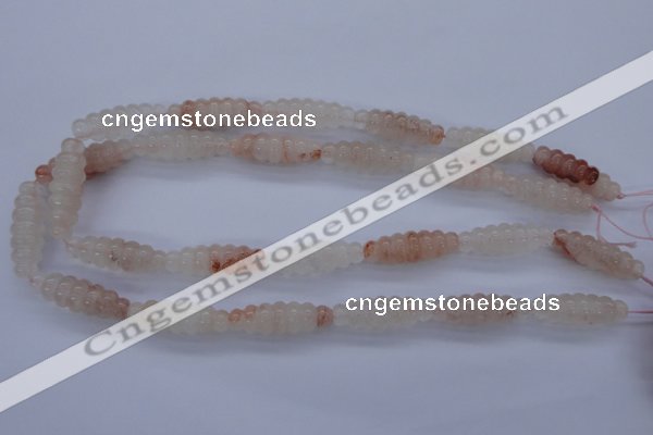 CPQ95 15.5 inches 10*30mm carved rice natural pink quartz beads