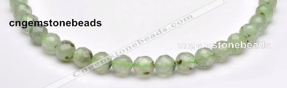 CPR06 A- grade 10mm faceted round natural prehnite stone beads