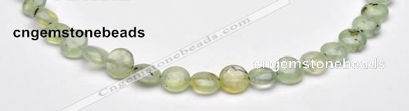 CPR07  A grade 10mm flat round natural prehnite gemstone beads