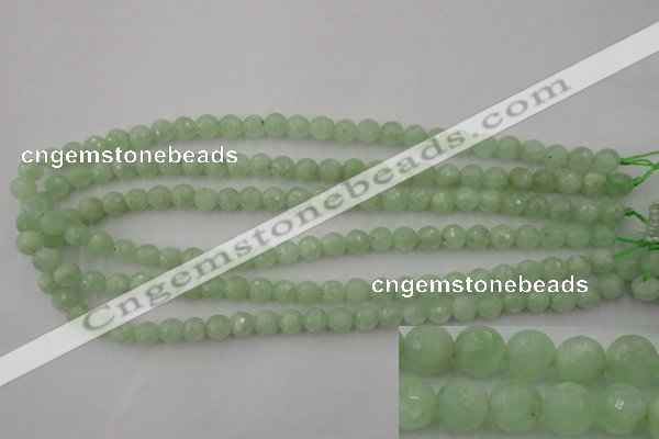 CPR111 15.5 inches 6mm faceted round natural prehnite beads wholesale