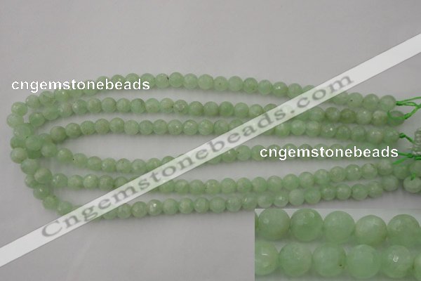 CPR112 15.5 inches 8mm faceted round natural prehnite beads wholesale