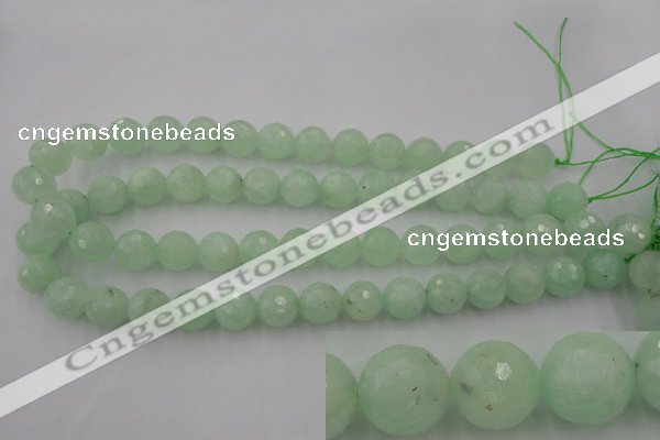 CPR115 15.5 inches 14mm faceted round natural prehnite beads wholesale