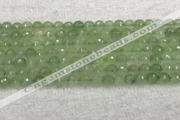 CPR415 15.5 inches 6mm faceted round natural prehnite beads