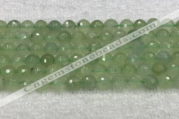 CPR417 15.5 inches 10mm faceted round natural prehnite beads