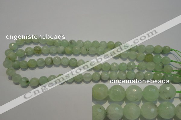 CPR53 15.5 inches 10mm faceted round natural prehnite beads