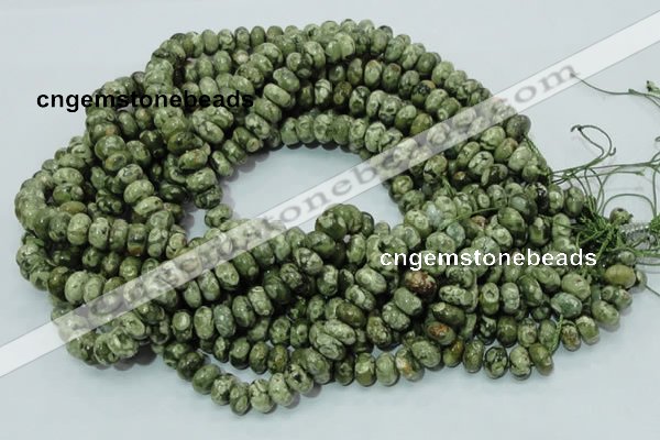 CPS02 15.5 inches 6*10mm rondelle green peacock stone beads wholesale