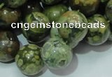 CPS07 15.5 inches 16mm round green peacock stone beads wholesale