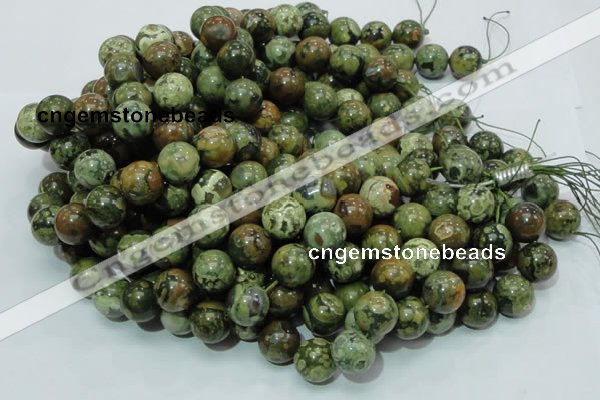 CPS07 15.5 inches 16mm round green peacock stone beads wholesale