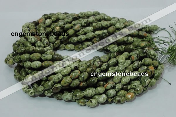 CPS10 15.5 inches 8*12mm rice green peacock stone beads wholesale