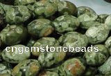 CPS11 15.5 inches 10*14mm rice green peacock stone beads wholesale