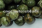 CPS112 15.5 inches 12mm round green peacock stone beads wholesale