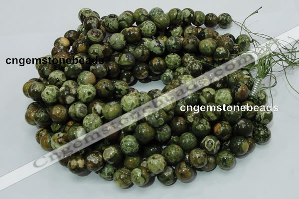 CPS112 15.5 inches 12mm round green peacock stone beads wholesale