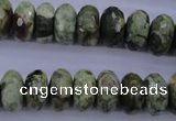 CPS119 15.5 inches 7*14mm faceted rondelle green peacock stone beads