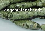 CPS12 15.5 inches 10*30mm rice green peacock stone beads wholesale