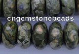 CPS120 15.5 inches 10*20mm faceted rondelle green peacock stone beads