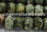 CPS124 15.5 inches 12*16mm faceted rondelle green peacock stone beads