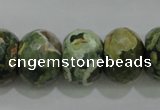 CPS125 15.5 inches 15*20mm faceted rondelle green peacock stone beads