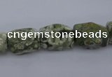 CPS131 15.5 inches 10*15mm faceted nuggets green peacock stone beads