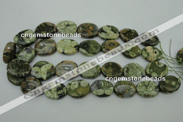 CPS149 15.5 inches 20*26mm freeform green peacock stone beads