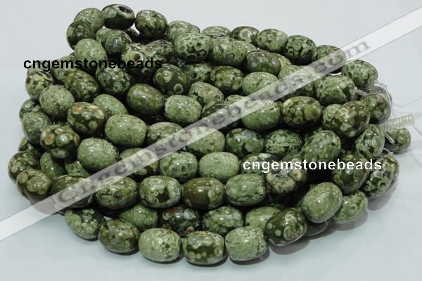 CPS16 15.5 inches 16*20mm egg-shaped green peacock stone beads