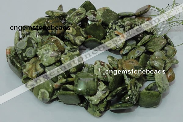 CPS22 15.5 inches 20*20mm rhombic green peacock stone beads wholesale