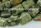 CPS25 15.5 inches 12*18mm rectangle green peacock stone beads