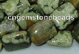 CPS26 15.5 inches 14*20mm rectangle green peacock stone beads