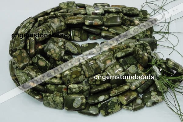 CPS27 15.5 inches 18*24mm rectangle green peacock stone beads