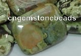 CPS29 15.5 inches 30*40mm rectangle green peacock stone beads