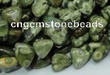 CPS30 15.5 inches 10*10mm triangle green peacock stone beads