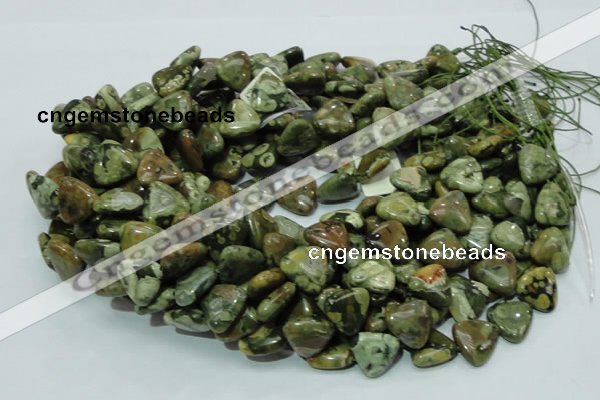 CPS31 15.5 inches 12*12mm triangle green peacock stone beads