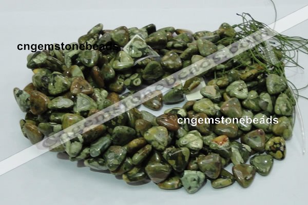 CPS32 15.5 inches 16*16mm triangle green peacock stone beads