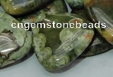 CPS34 15.5 inches 30*30mm triangle green peacock stone beads