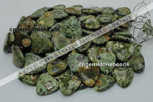 CPS34 15.5 inches 30*30mm triangle green peacock stone beads