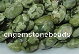 CPS42 15.5 inches 8*12mm oval green peacock stone beads wholesale