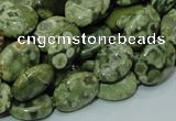 CPS43 15.5 inches 10*14mm oval green peacock stone beads wholesale