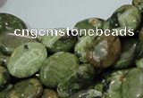 CPS44 15.5 inches 12*16mm oval green peacock stone beads wholesale