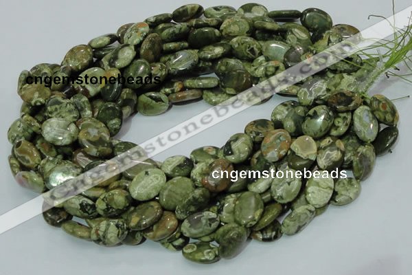 CPS44 15.5 inches 12*16mm oval green peacock stone beads wholesale