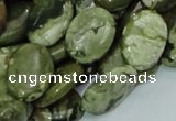 CPS45 15.5 inches 14*18mm oval green peacock stone beads wholesale