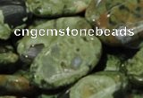 CPS46 15.5 inches 15*30mm oval green peacock stone beads wholesale