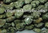 CPS47 15.5 inches 8*12mm flat teardrop green peacock stone beads