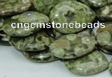 CPS48 15.5 inches 18*25mm flat teardrop green peacock stone beads