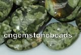 CPS49 15.5 inches 22*30mm flat teardrop green peacock stone beads