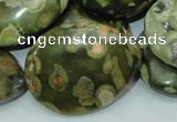 CPS50 15.5 inches 30*40mm flat teardrop green peacock stone beads