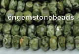 CPS53 15.5 inches 6*10mm faceted rondelle green peacock stone beads