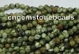 CPS54 15.5 inches 4mm faceted round green peacock stone beads