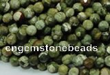 CPS55 15.5 inches 6mm faceted round green peacock stone beads