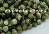 CPS56 15.5 inches 8mm faceted round green peacock stone beads