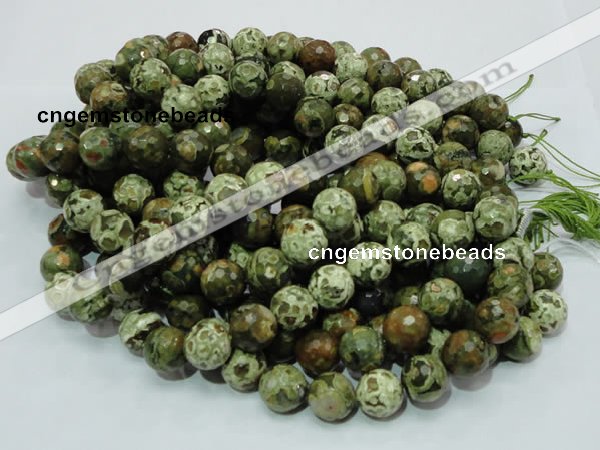 CPS60 15.5 inches 18mm faceted round green peacock stone beads